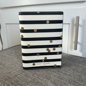 Kate Spade Black & White Striped Passport Wallet